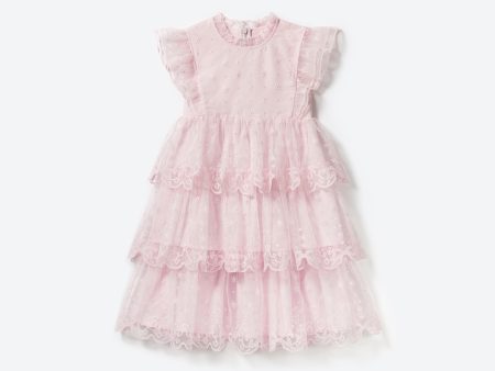 Girls Pink Tulle Embroidered Dress Sale