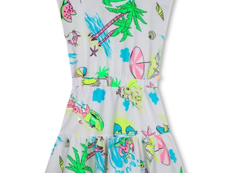 Girls White Printed Dress Sale