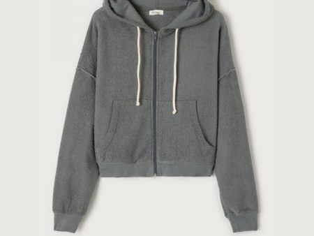 Women Dark Grey Cotton Zip-Up Top on Sale