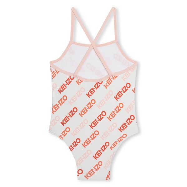 Baby Girls White Logo Swimsuit Cheap