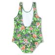 Girls Green Flowers Swimsuit For Discount