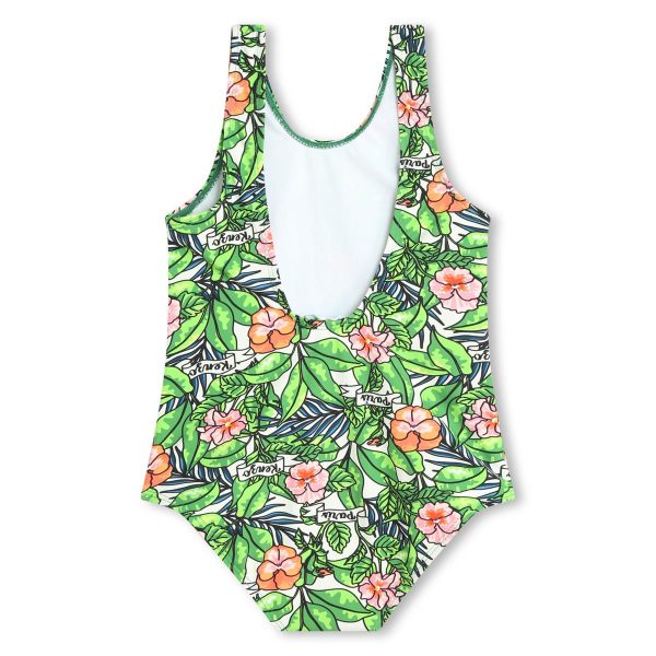 Girls Green Flowers Swimsuit For Discount