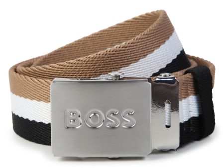 Boys Beige Stripes Belt For Discount