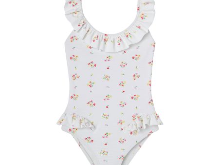 Girls White Floral Swimsuit Online Hot Sale