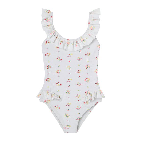 Girls White Floral Swimsuit Online Hot Sale