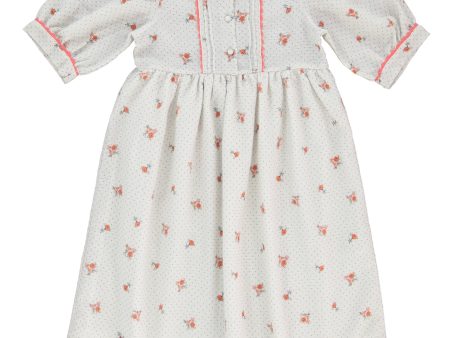 Girls White Floral Cotton Dress Sale