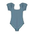 Girls Green Check Swimsuit Online