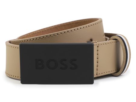 Boys Beige Logo Belt Fashion