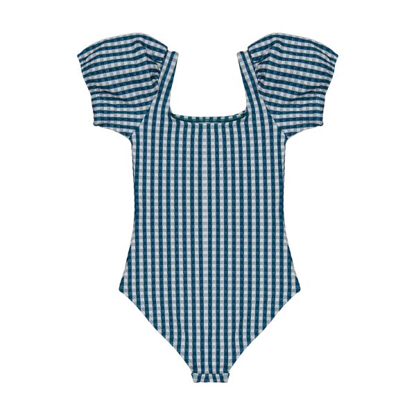 Girls Green Check Swimsuit Online