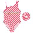 Girls Pink Stripes Swimsuit Discount