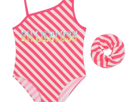 Girls Pink Stripes Swimsuit Discount