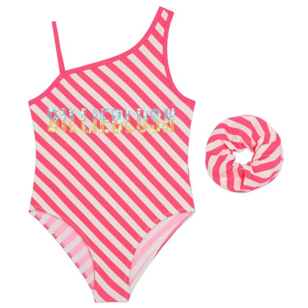 Girls Pink Stripes Swimsuit Discount