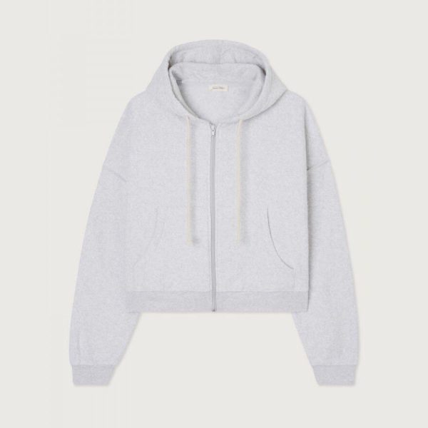 Women Light Grey Cotton Zip-Up Top Online now