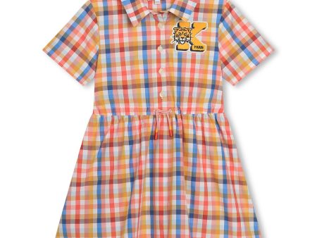 Girls Yellow Check Cotton Dress Online Hot Sale