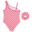 Girls Pink Stripes Swimsuit Discount