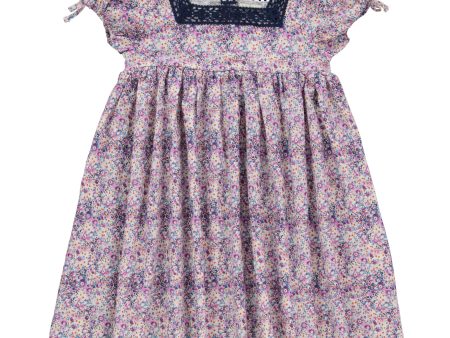 Girls Purple Floral Cotton Dress Cheap