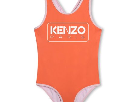 Girls Orange Logo Swimsuit Online now