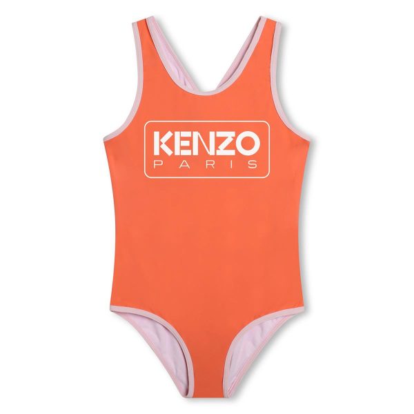 Girls Orange Logo Swimsuit Online now