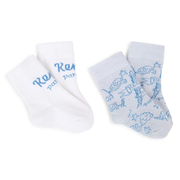 Baby Boys & Girls Blue Cotton Socks Set(2 Pack) Online Hot Sale