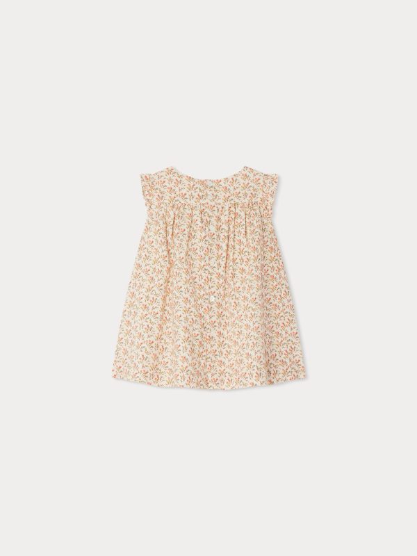 Baby Girls Beige Floral Cotton Dress For Sale