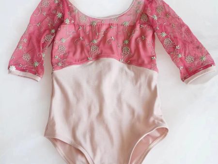 Girls Pink Embroidered Ballet Onesies For Sale