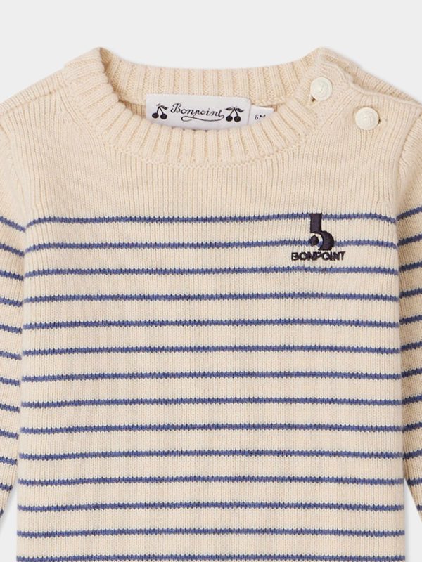 Baby Boys & Girls Blue Stripes Wool Sweater Online Sale