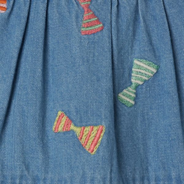 Baby Girls Blue Embroidered Denim Dress Online