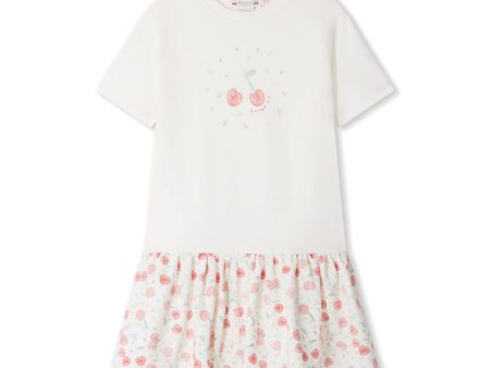 Girls White Cherry Cotton Dress Fashion