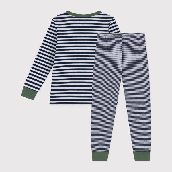 Boys Blue Stripes Cotton Nightwear Set Online Hot Sale