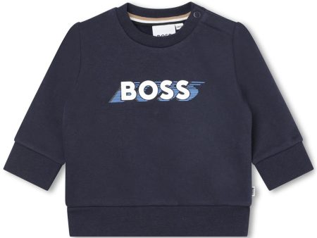 Baby Boys Blue Logo Cotton Sweatshirt on Sale