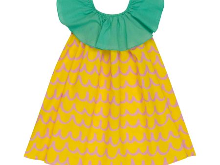 Girls Yellow Ruffled Cotton Dress Hot on Sale