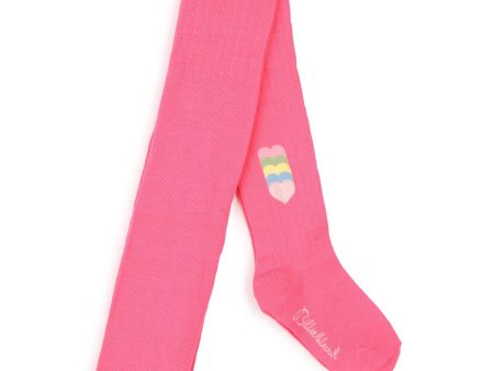 Girls Pink Logo Tights For Cheap