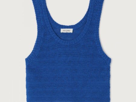 Women Blue Cotton Knit Vest Online Sale