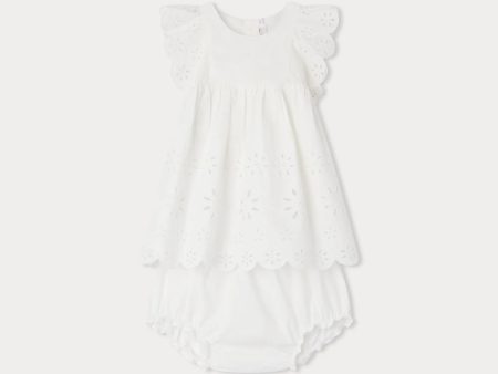 Baby Girls White Embroidered Cotton Dress Set Online