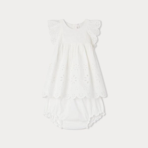 Baby Girls White Embroidered Cotton Dress Set Online