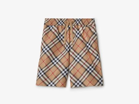 Boys Beige Check Swim Shorts Sale