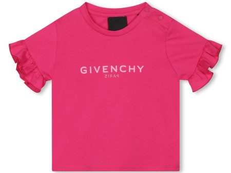 Baby Girls Fuchsia Logo Cotton T-Shirt For Discount