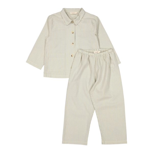 Boys & Girls Blue Grey Stripes Cotton Nightwear Set Hot on Sale