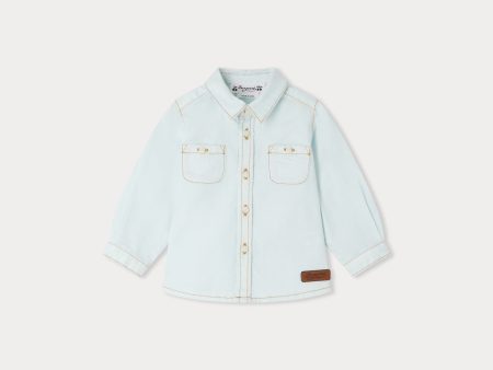 Baby Boys Blue Cotton Shirt Hot on Sale