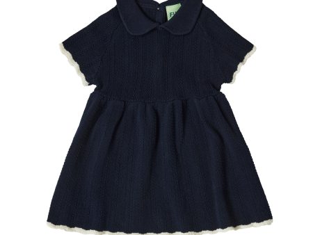 Baby Girls Dark Blue Cotton Dress Discount