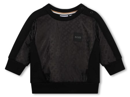 Baby Boys Black Logo Cotton Sweatshirt Online now