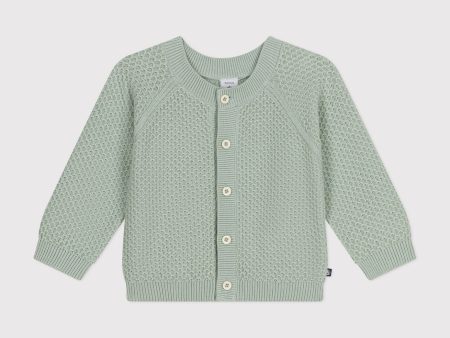 Baby Boys & Girls Green Cotton Cardigan For Sale