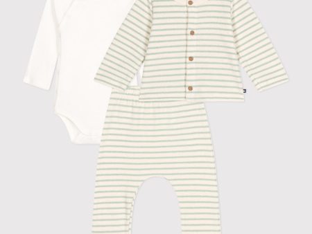 Baby Boys & Girls Green Stripes Cotton Set on Sale