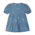 Baby Girls Blue Embroidered Denim Dress Online