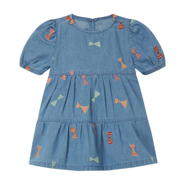 Baby Girls Blue Embroidered Denim Dress Online