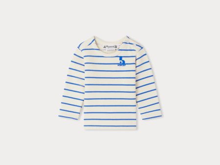 Baby Boys & Girls Blue Stripes Cotton T-Shirt For Cheap