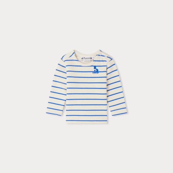 Baby Boys & Girls Blue Stripes Cotton T-Shirt For Cheap