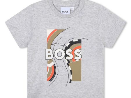 Baby Boys Grey Printed Cotton T-Shirt Online Sale