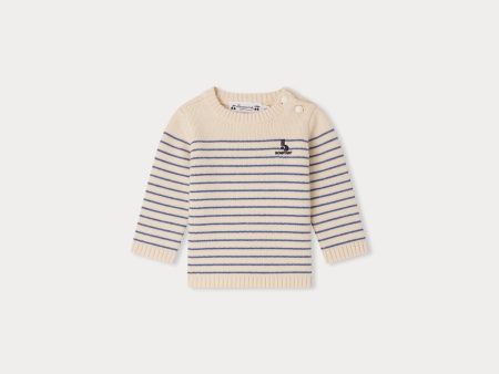 Baby Boys & Girls Blue Stripes Wool Sweater Online Sale