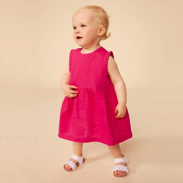 Baby Girls Fuchsia Linen Dress Sale